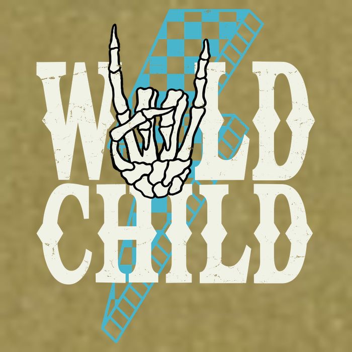 Wild Child Rock And Roll Lightning Bolt Garment-Dyed Women's Muscle Tee