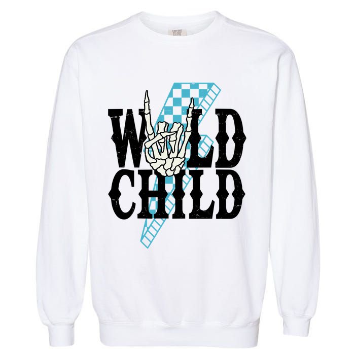 Wild Child Rock And Roll Lightning Bolt Garment-Dyed Sweatshirt