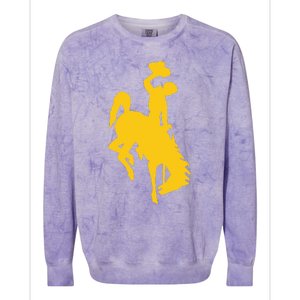 Wyoming Cowboy Riding A Bucking Horse Colorblast Crewneck Sweatshirt