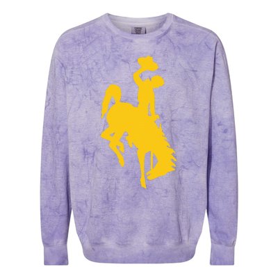 Wyoming Cowboy Riding A Bucking Horse Colorblast Crewneck Sweatshirt