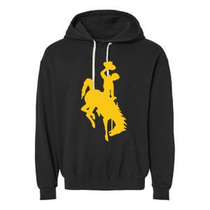 Wyoming Cowboy Riding A Bucking Horse Garment-Dyed Fleece Hoodie