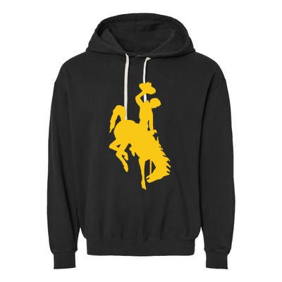 Wyoming Cowboy Riding A Bucking Horse Garment-Dyed Fleece Hoodie