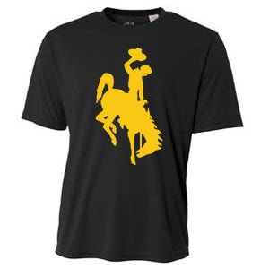 Wyoming Cowboy Riding A Bucking Horse Cooling Performance Crew T-Shirt