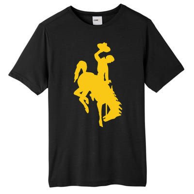 Wyoming Cowboy Riding A Bucking Horse Tall Fusion ChromaSoft Performance T-Shirt