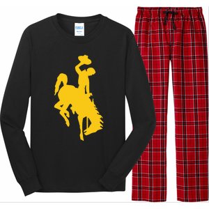 Wyoming Cowboy Riding A Bucking Horse Long Sleeve Pajama Set