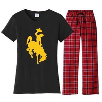 Wyoming Cowboy Riding A Bucking Horse Women's Flannel Pajama Set