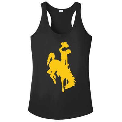 Wyoming Cowboy Riding A Bucking Horse Ladies PosiCharge Competitor Racerback Tank