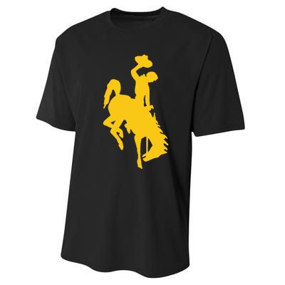 Wyoming Cowboy Riding A Bucking Horse Performance Sprint T-Shirt