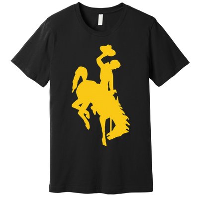 Wyoming Cowboy Riding A Bucking Horse Premium T-Shirt