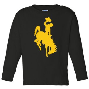 Wyoming Cowboy Riding A Bucking Horse Toddler Long Sleeve Shirt