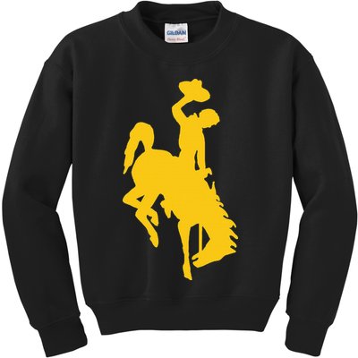 Wyoming Cowboy Riding A Bucking Horse Kids Sweatshirt