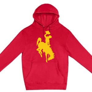 Wyoming Cowboy Riding A Bucking Horse Premium Pullover Hoodie