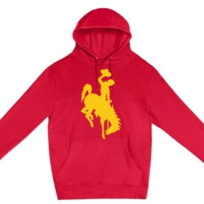 Wyoming Cowboy Riding A Bucking Horse Premium Pullover Hoodie