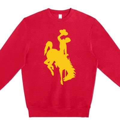 Wyoming Cowboy Riding A Bucking Horse Premium Crewneck Sweatshirt