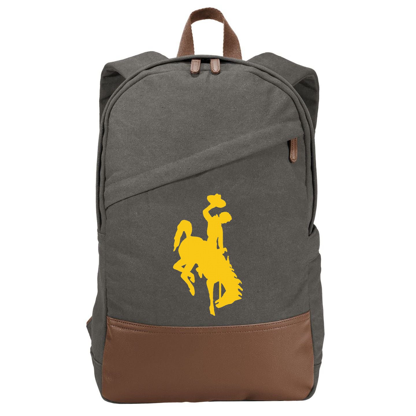 Wyoming Cowboy Riding A Bucking Horse Cotton Canvas Backpack