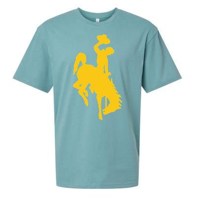 Wyoming Cowboy Riding A Bucking Horse Sueded Cloud Jersey T-Shirt