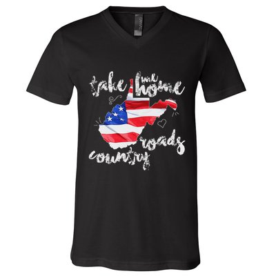 Wv Country Roads West Virginia V-Neck T-Shirt