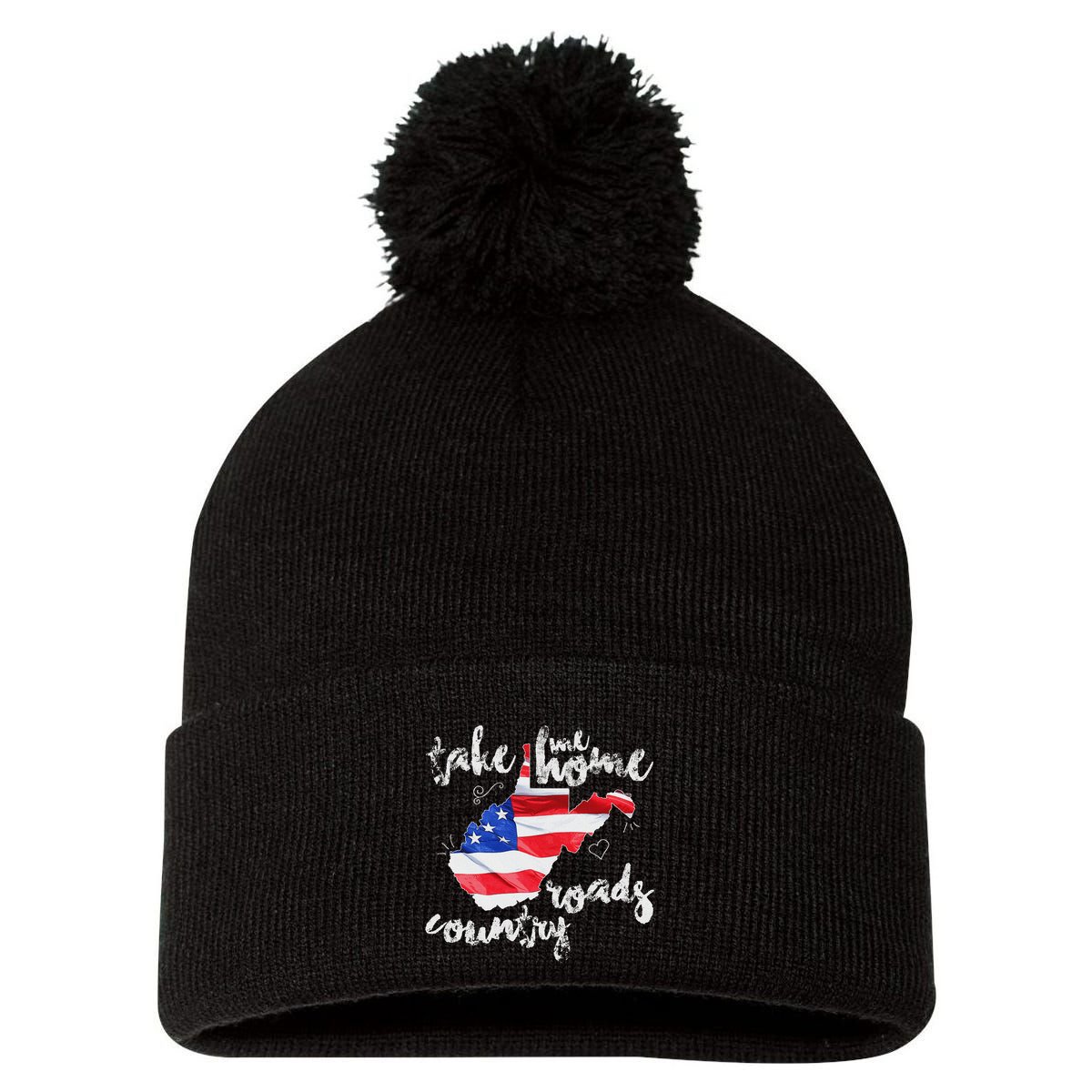 Wv Country Roads West Virginia Pom Pom 12in Knit Beanie