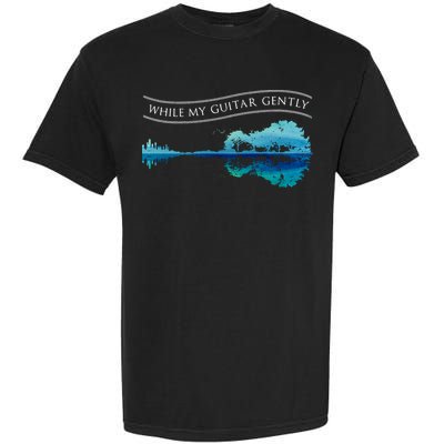 Womens Classic Rock Tee While My Guitar Gently Thebeatles Men Style VNeck Garment-Dyed Heavyweight T-Shirt