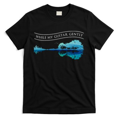Womens Classic Rock Tee While My Guitar Gently Thebeatles Men Style VNeck T-Shirt