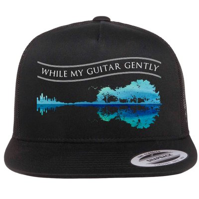 Womens Classic Rock Tee While My Guitar Gently Thebeatles Men Style VNeck Flatbill Hat