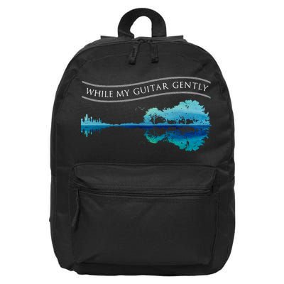 Womens Classic Rock Tee While My Guitar Gently Thebeatles Men Style VNeck 16 in Basic Backpack