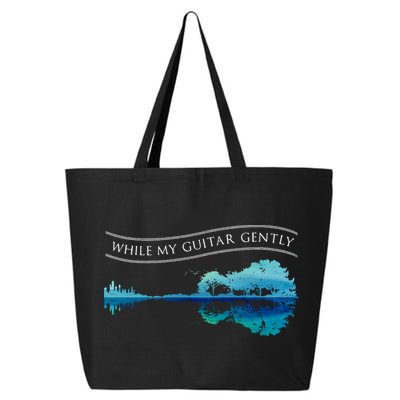 Womens Classic Rock Tee While My Guitar Gently Thebeatles Men Style VNeck 25L Jumbo Tote