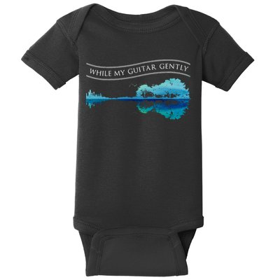 Womens Classic Rock Tee While My Guitar Gently Thebeatles Men Style VNeck Baby Bodysuit