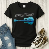 Womens Classic Rock Tee While My Guitar Gently Thebeatles Men Style VNeck Womens T-Shirt