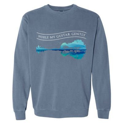 Womens Classic Rock Tee While My Guitar Gently Thebeatles Men Style VNeck Garment-Dyed Sweatshirt