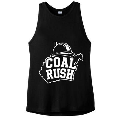Wv Coal Rush With State And Miner Hard Hat Ladies PosiCharge Tri-Blend Wicking Tank