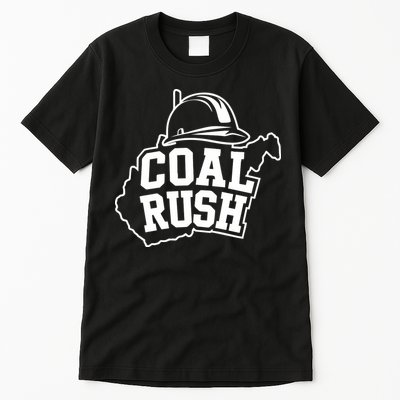 Wv Coal Rush With State And Miner Hard Hat Tall T-Shirt