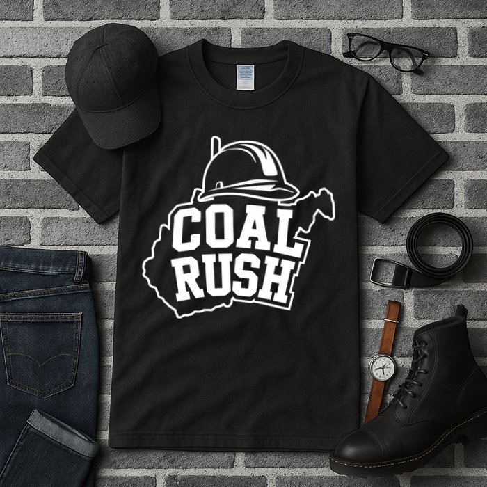 Wv Coal Rush With State And Miner Hard Hat Tall T-Shirt