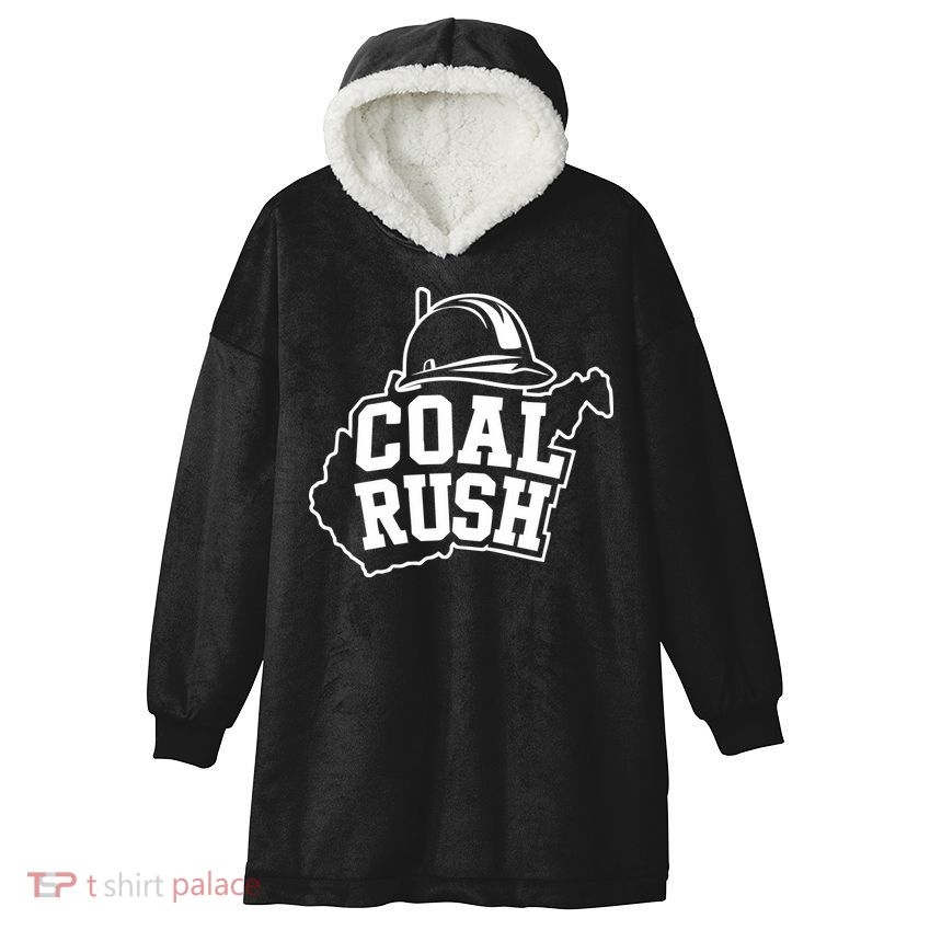 Wv Coal Rush With State And Miner Hard Hat Hooded Wearable Blanket
