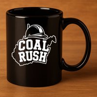 Wv Coal Rush With State And Miner Hard Hat 11oz C Handle Ceramic Mug