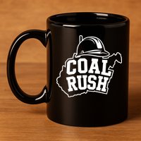Wv Coal Rush With State And Miner Hard Hat 11oz C Handle Ceramic Mug