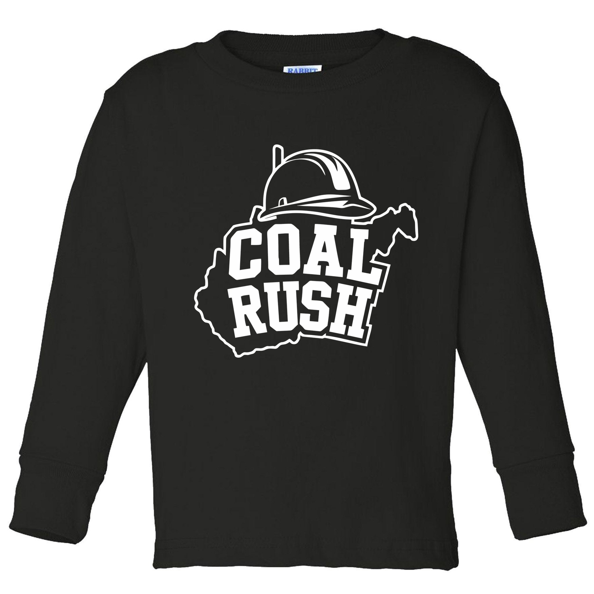 Wv Coal Rush With State And Miner Hard Hat Toddler Long Sleeve Shirt