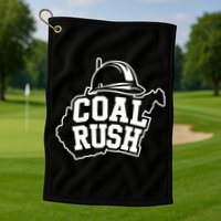 Wv Coal Rush With State And Miner Hard Hat Golf Towel