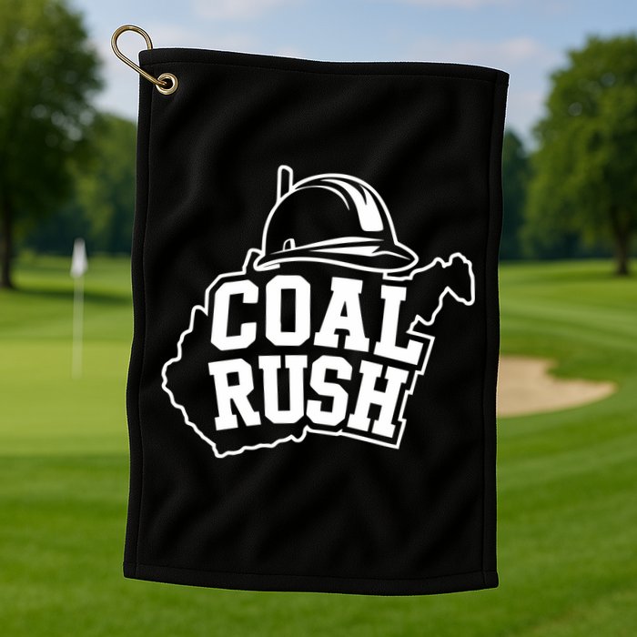 Wv Coal Rush With State And Miner Hard Hat Golf Towel