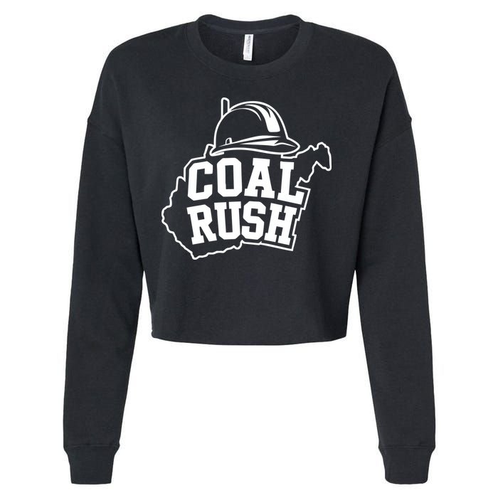 Wv Coal Rush With State And Miner Hard Hat Cropped Pullover Crew