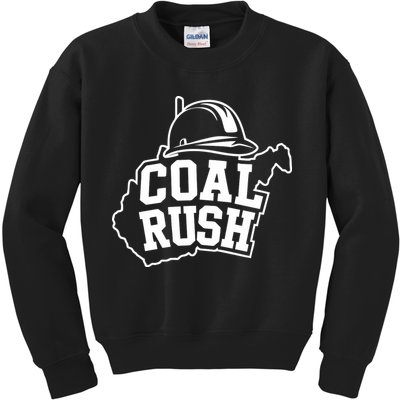Wv Coal Rush With State And Miner Hard Hat Kids Sweatshirt