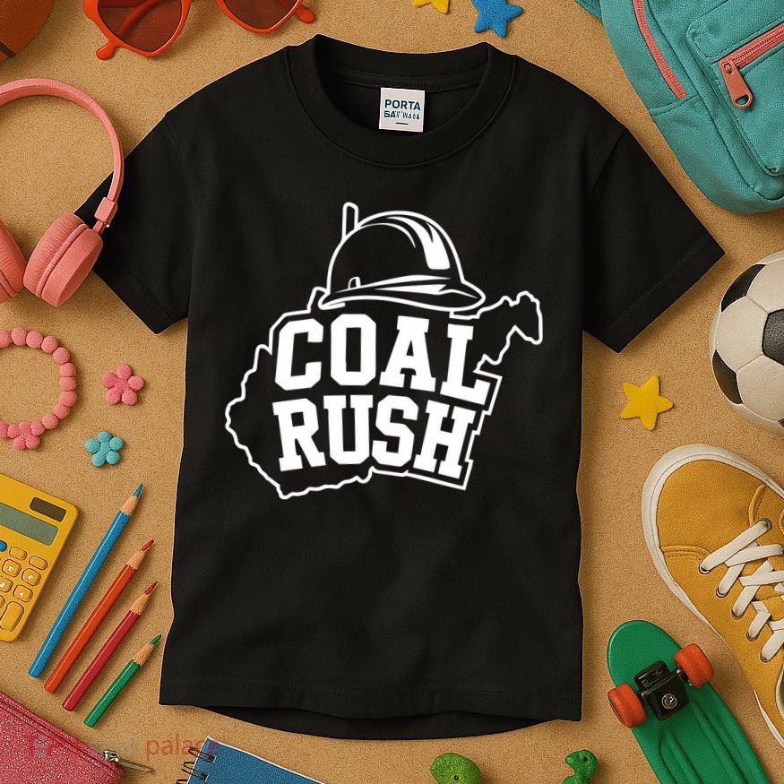 Wv Coal Rush With State And Miner Hard Hat Kids T-Shirt