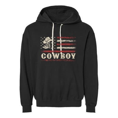 Western Country Retro Cowboy Style Garment-Dyed Fleece Hoodie