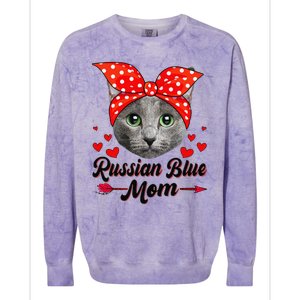 Womens Cute Russian Blue Mom Tee Cat Mom Mother's Day For Women Colorblast Crewneck Sweatshirt