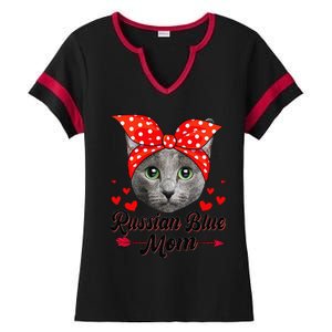 Womens Cute Russian Blue Mom Tee Cat Mom Mother's Day For Women Ladies Halftime Notch Neck Tee