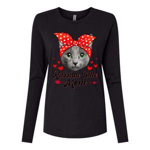 Womens Cute Russian Blue Mom Tee Cat Mom Mother's Day For Women Womens Cotton Relaxed Long Sleeve T-Shirt