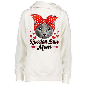 Womens Cute Russian Blue Mom Tee Cat Mom Mother's Day For Women Womens Funnel Neck Pullover Hood