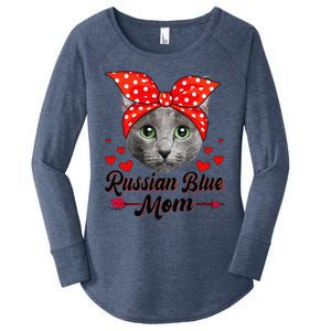 Womens Cute Russian Blue Mom Tee Cat Mom Mother's Day For Women Women's Perfect Tri Tunic Long Sleeve Shirt