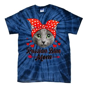 Womens Cute Russian Blue Mom Tee Cat Mom Mother's Day For Women Tie-Dye T-Shirt