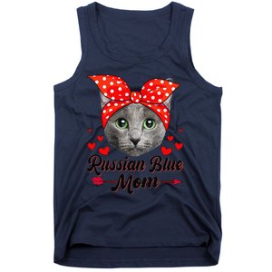 Womens Cute Russian Blue Mom Tee Cat Mom Mother's Day For Women Tank Top